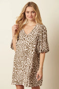 Mittoshop Animal Print Puff Sleeve Mini Dress - Velora Luxury Fashion