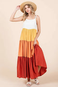Mittoshop Color Block Tiered Pull-On Maxi Dress - Velora Luxury Fashion