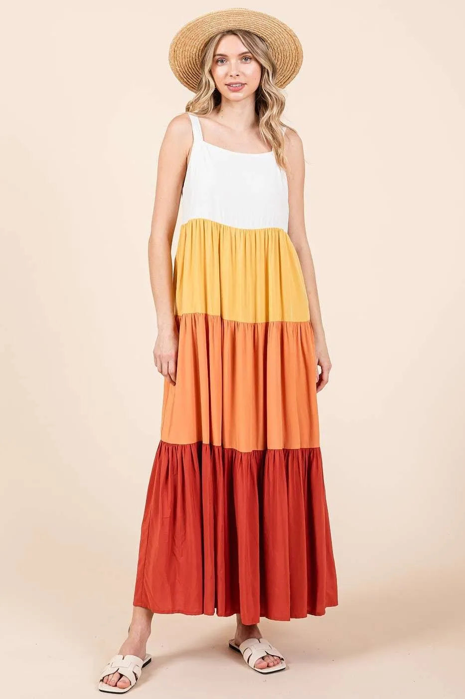 Mittoshop Color Block Tiered Pull-On Maxi Dress - Velora Luxury Fashion