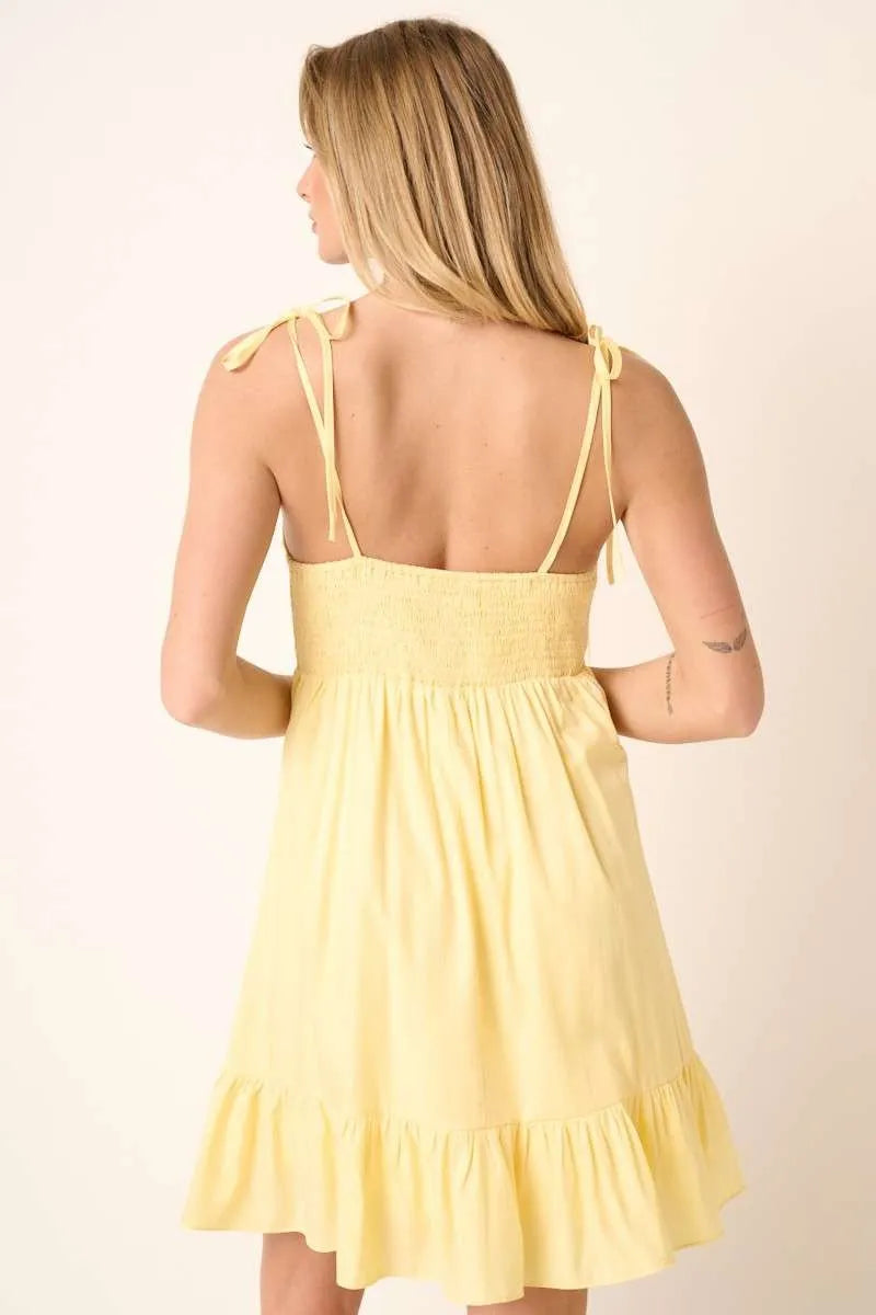 Mittoshop Ruched Detail Spaghetti Tie Mini Dress - Velora Luxury Fashion