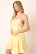 Mittoshop Ruched Detail Spaghetti Tie Mini Dress - Velora Luxury Fashion