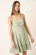 Mittoshop Ruched Detail Spaghetti Tie Mini Dress - Velora Luxury Fashion