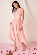Mittoshop Ruched V-Neck Sleeveless Midi Dress - Velora Luxury Fashion