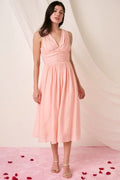 Mittoshop Ruched V-Neck Sleeveless Midi Dress - Velora Luxury Fashion