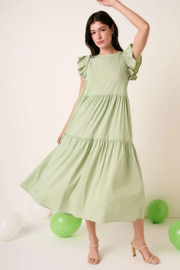 Mittoshop Ruffle Short Sleeve Tiered Maxi Dress - Velora Luxury Fashion
