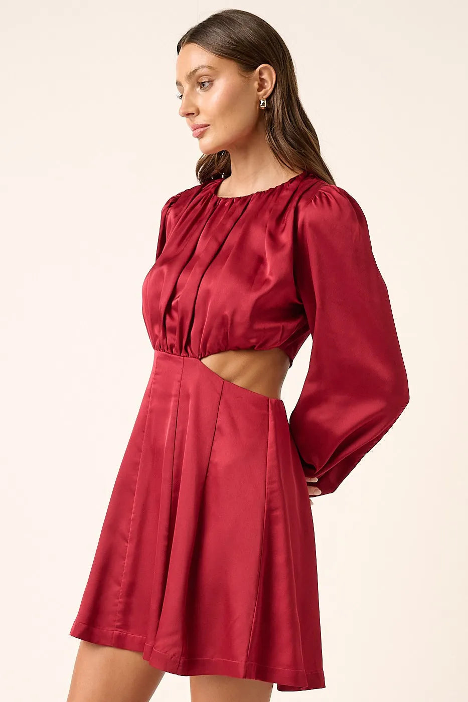 Mittoshop Satin Side Cutout Detail Mini Dress - Velora Luxury Fashion