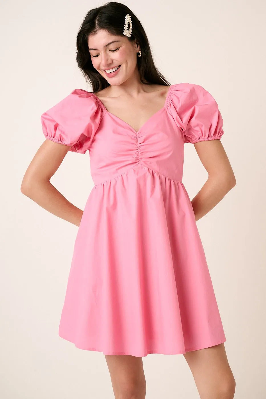 Mittoshop Sweetheart Puff Sleeve Smocked Mini Dress - Velora Luxury Fashion