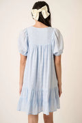 Mittoshop Tassel Tie Plaid Gauze Short Sleeve Mini Dress - Velora Luxury Fashion