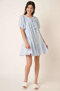 Mittoshop Tassel Tie Plaid Gauze Short Sleeve Mini Dress - Velora Luxury Fashion