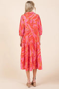 Mittoshop Tiered Printed Collared Neck Midi Dress - Velora Luxury Fashion
