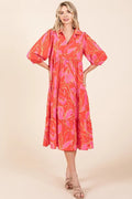 Mittoshop Tiered Printed Collared Neck Midi Dress - Velora Luxury Fashion