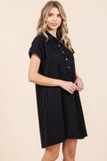 Mittoshop Twill Short Sleeve Collared Mini Dress - Velora Luxury Fashion