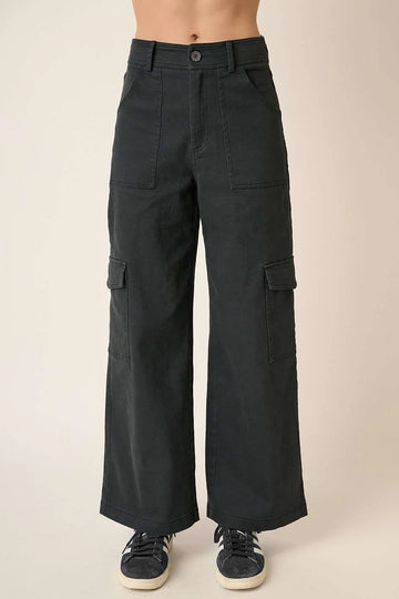 Mittoshop Wide Leg High Waist Pants with Cargo Pockets - Velora Luxury Fashion