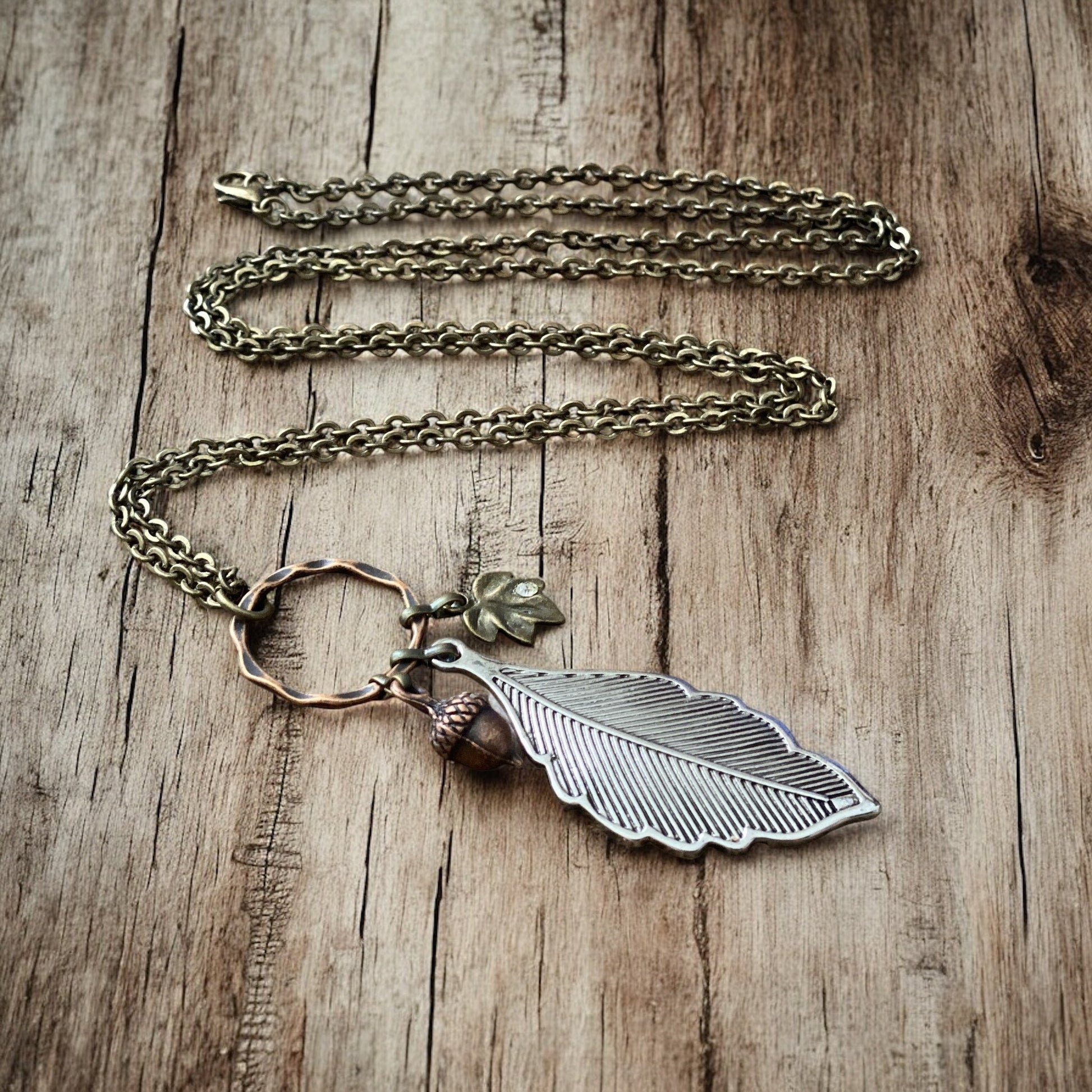 Mixed Metal Leaf Necklace - Velora Luxury Fashion