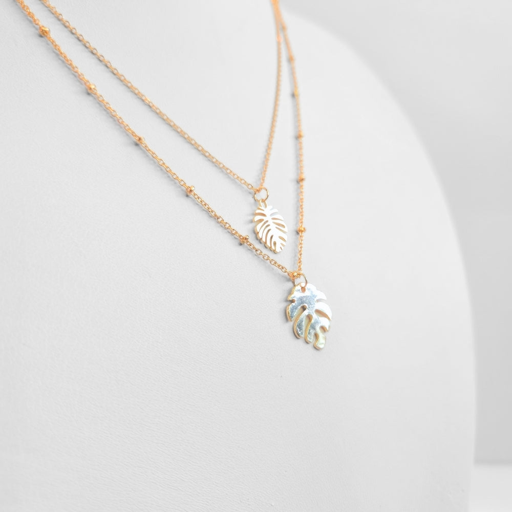 Monstera Leaf Layered Necklace - Velora