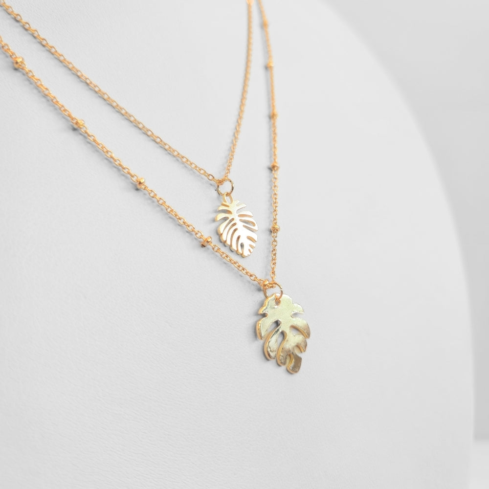 Monstera Leaf Layered Necklace - Velora