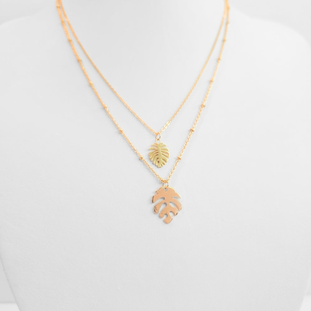 Monstera Leaf Layered Necklace - Velora