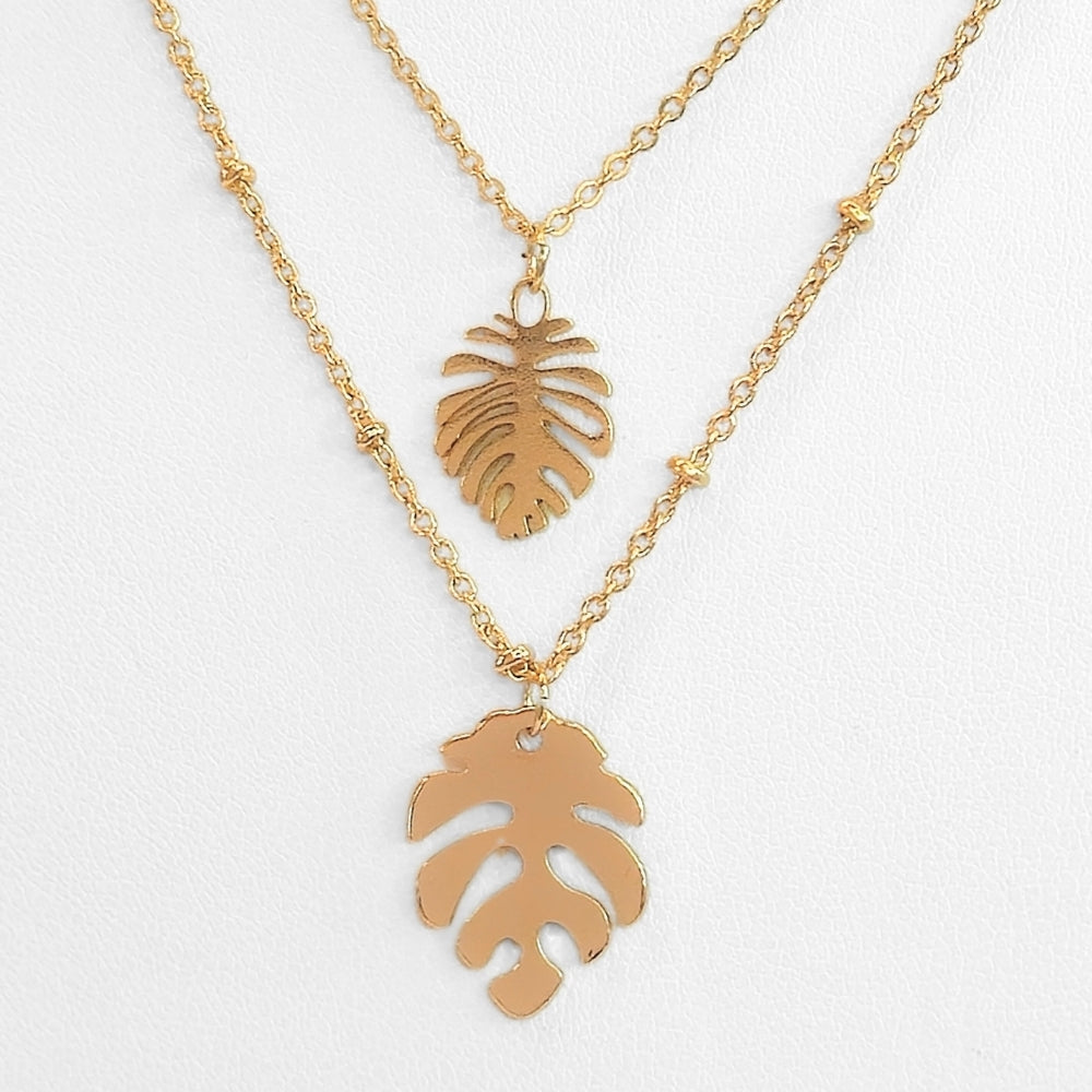 Monstera Leaf Layered Necklace - Velora