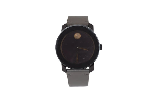 Movado (3600455) Men's Bold Dark Brown Case Red Dial Light Grey Leather Strap Watch - Velora Luxury Fashion