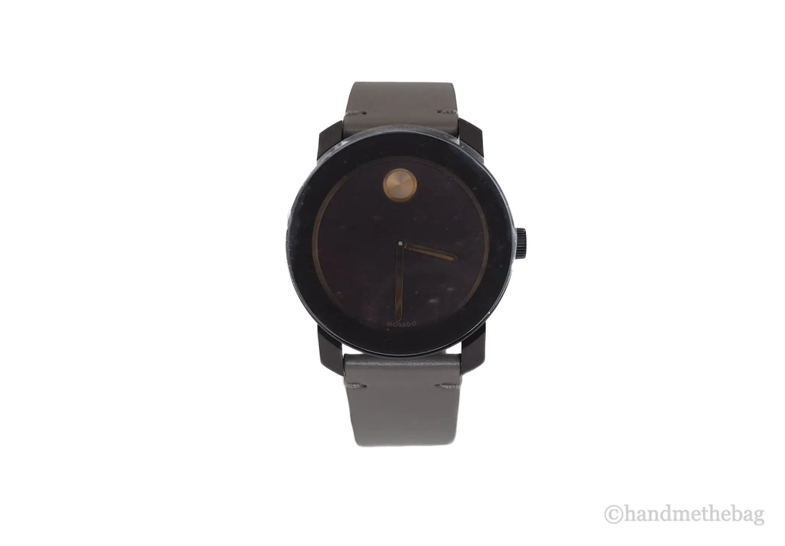 Movado (3600455) Men's Bold Dark Brown Case Red Dial Light Grey Leather Strap Watch - Velora Luxury Fashion