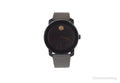 Movado (3600455) Men's Bold Dark Brown Case Red Dial Light Grey Leather Strap Watch - Velora Luxury Fashion