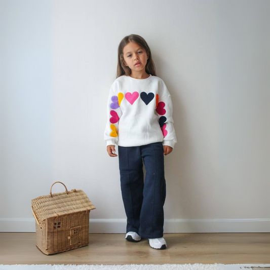 Multiple Hearts Girls Casual Set - Velora Luxury Fashion