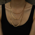NALA: Snake-Skin Textured Triple Layered Gold Necklace - Velora Luxury Fashion