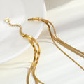 NALA: Snake-Skin Textured Triple Layered Gold Necklace - Velora Luxury Fashion