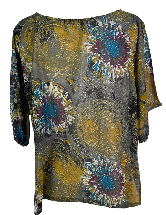 PRG6322 Sheer Avatar Pure Silk Side Slit Top - Velora