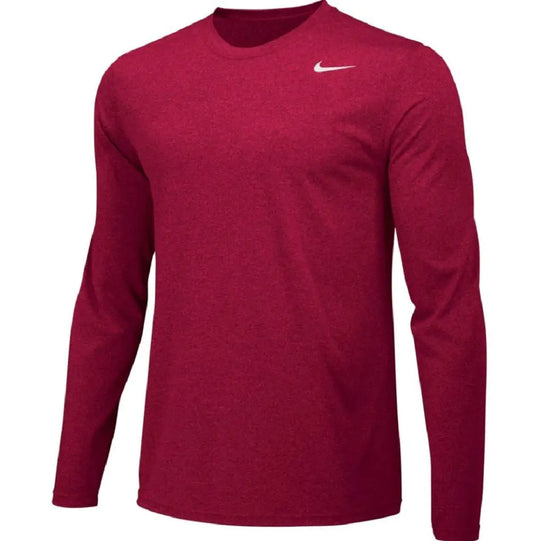 NIKE Mens Legend Long Sleeve Performance Shirt (TEAM CRIMSON/COOL GREY Medium) - Velora Luxury Fashion
