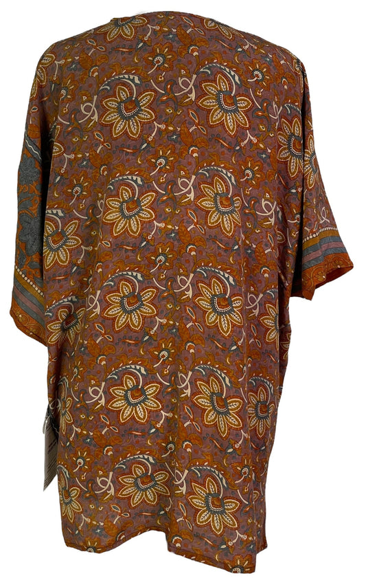 PRC6907 Avatar Pure Silk Kimono-Sleeved Jacket with Belt - Velora