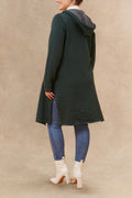 Nora Hooded Open Front Long Cardigan Lightweight Two Tone Casual Trendy - Velora Luxury Fashion