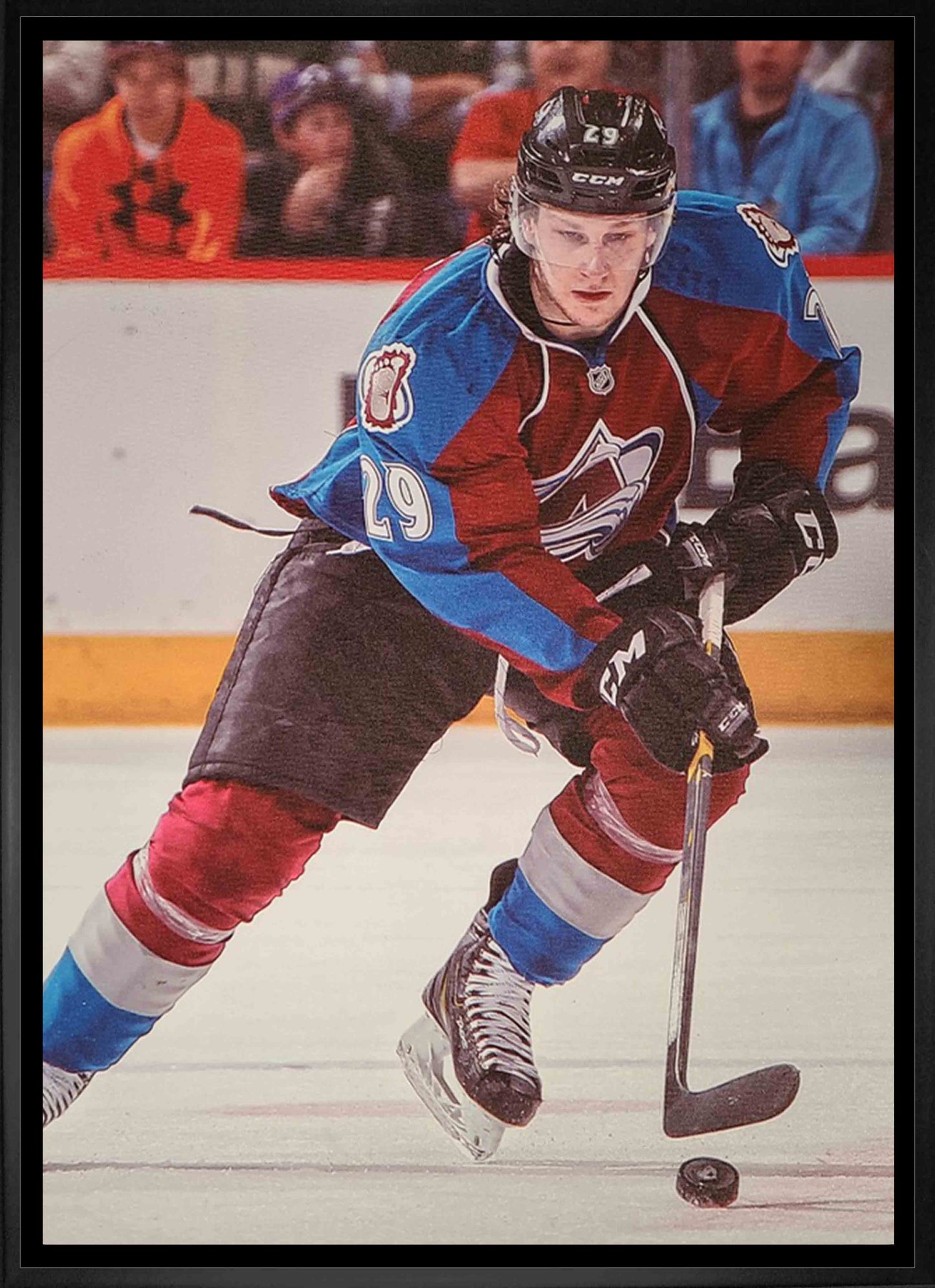 Nathan MacKinnon Colorado Avalanche Framed 20x29 Skating with Puck Canvas - Velora Luxury Fashion