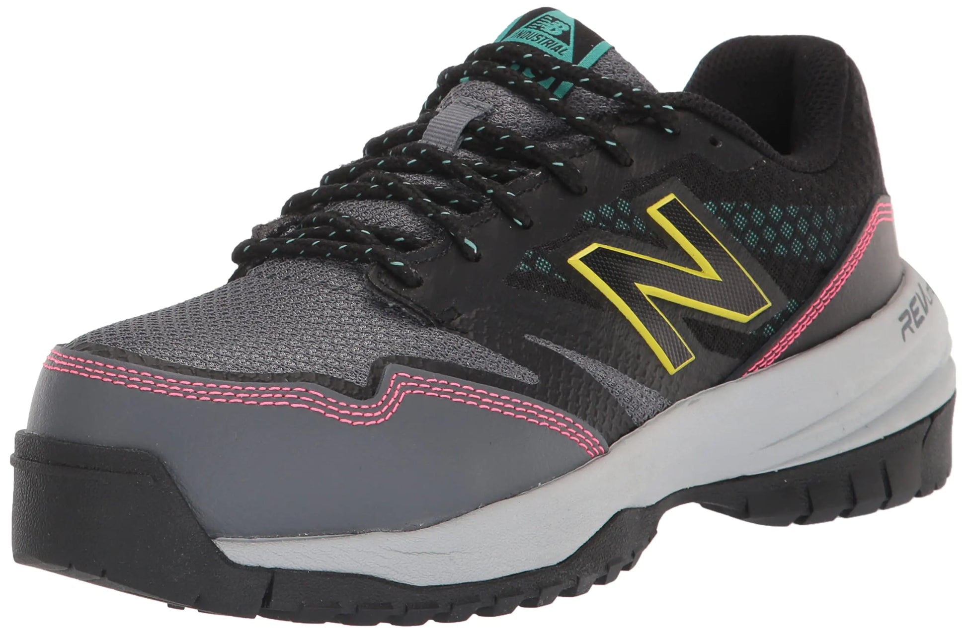 New Balance Womens Composite Toe 589 V1 Industrial Shoe Black/Lead/Sulphur Yellow 8.5 - Velora Luxury Fashion