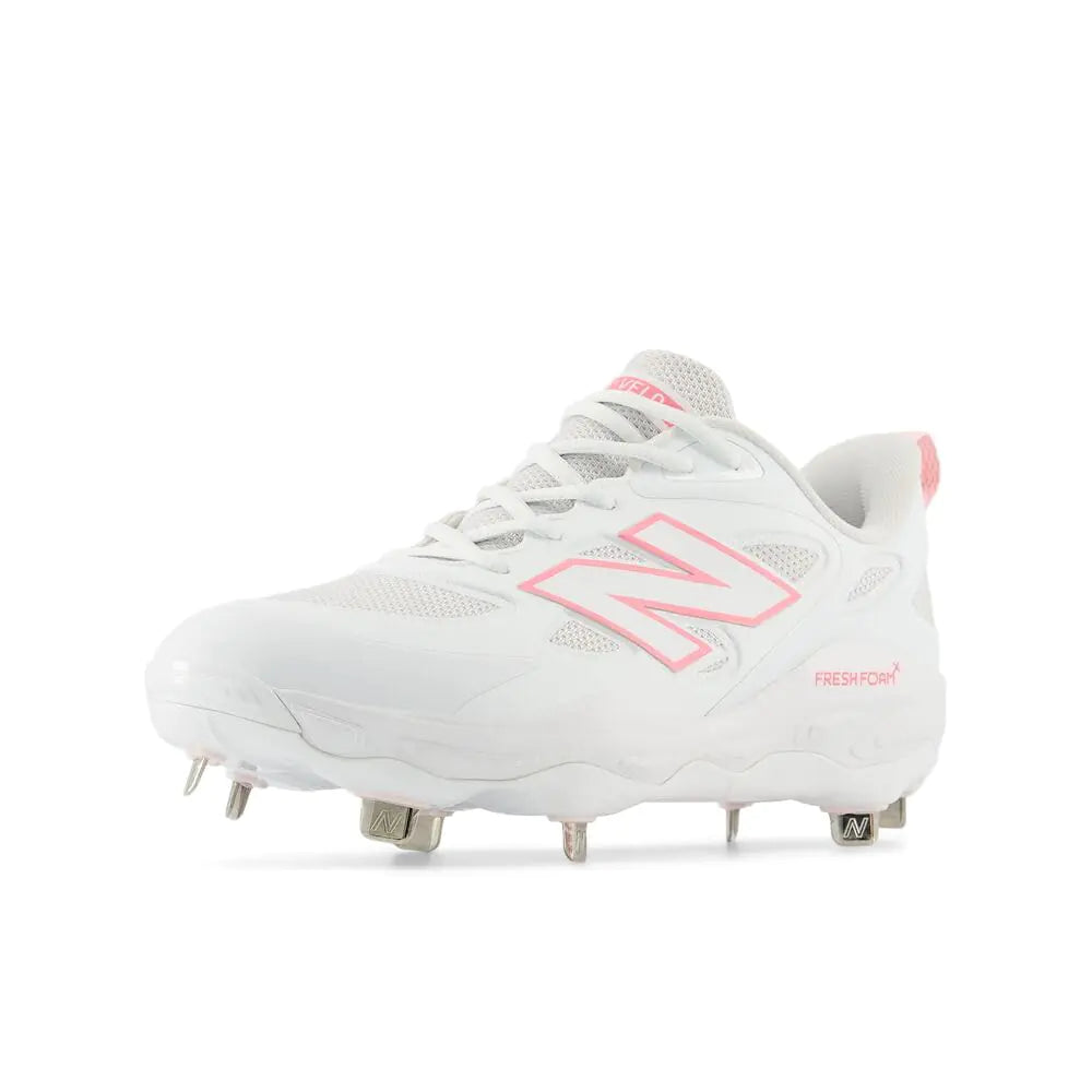 New Balance Womens Fresh Foam X Velo V4 Metal Softball Shoe White/Ultra Pink 7.5 - Velora Luxury Fashion
