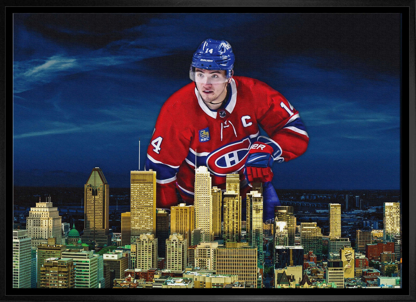 Nick Suzuki 20x29 Framed Canvas Canadiens Skyline - Velora Luxury Fashion