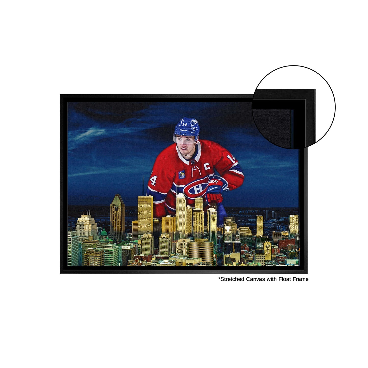 Nick Suzuki 20x29 Framed Canvas Canadiens Skyline - Velora Luxury Fashion