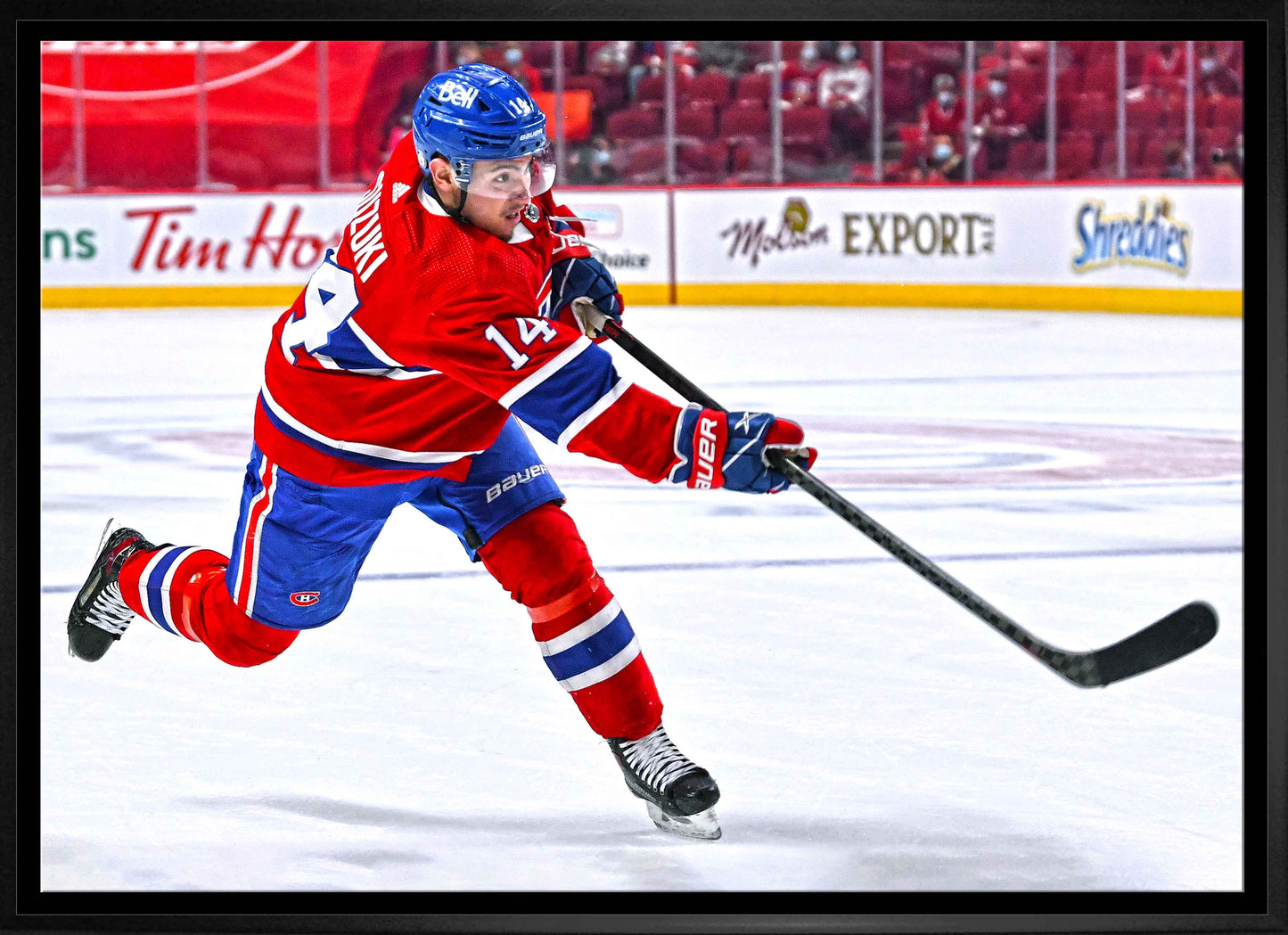 Nick Suzuki Montreal Canadiens Framed 20x29 Shooting Follow Through Canvas - Velora Luxury Fashion
