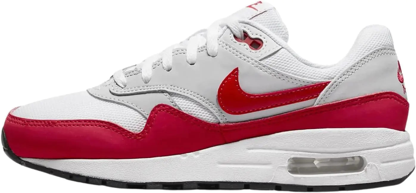 Nike Boys Air Max 1 (Big Kid) Neutral Grey/University Red/White/Black 4.5 Big Kid M - Velora Luxury Fashion