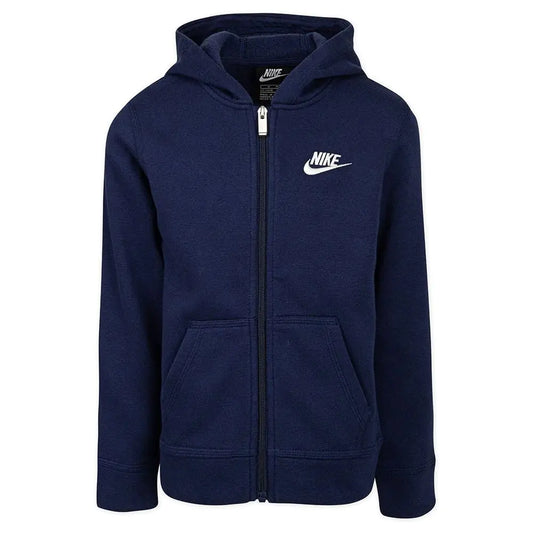 Nike Boys Club Fleece Full Zip Hoodie (Little Kids) Midnight Navy 6 Little Kid - Velora Luxury Fashion