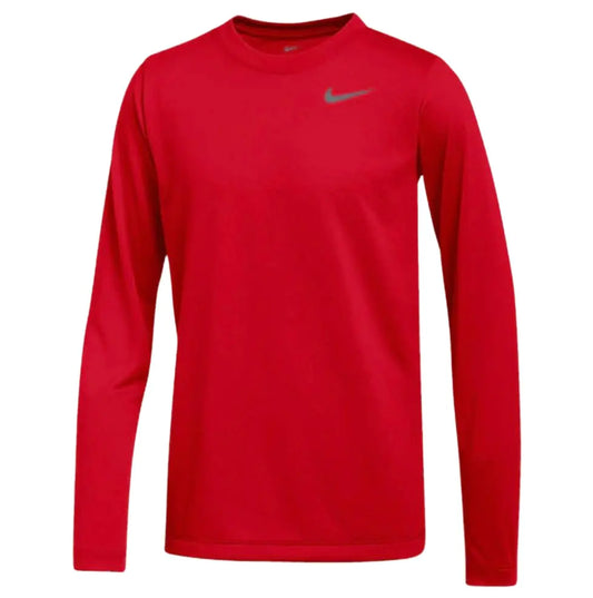Nike Boys Legend Long Sleeve Athletic T-Shirt (US Alpha Medium Regular University Red) - Velora Luxury Fashion