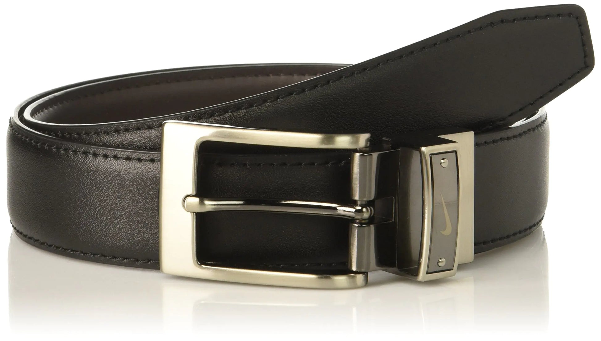 Nike Mens Swoosh Laser Loop Reversible Belt Black/Brown 42 - Velora Luxury Fashion