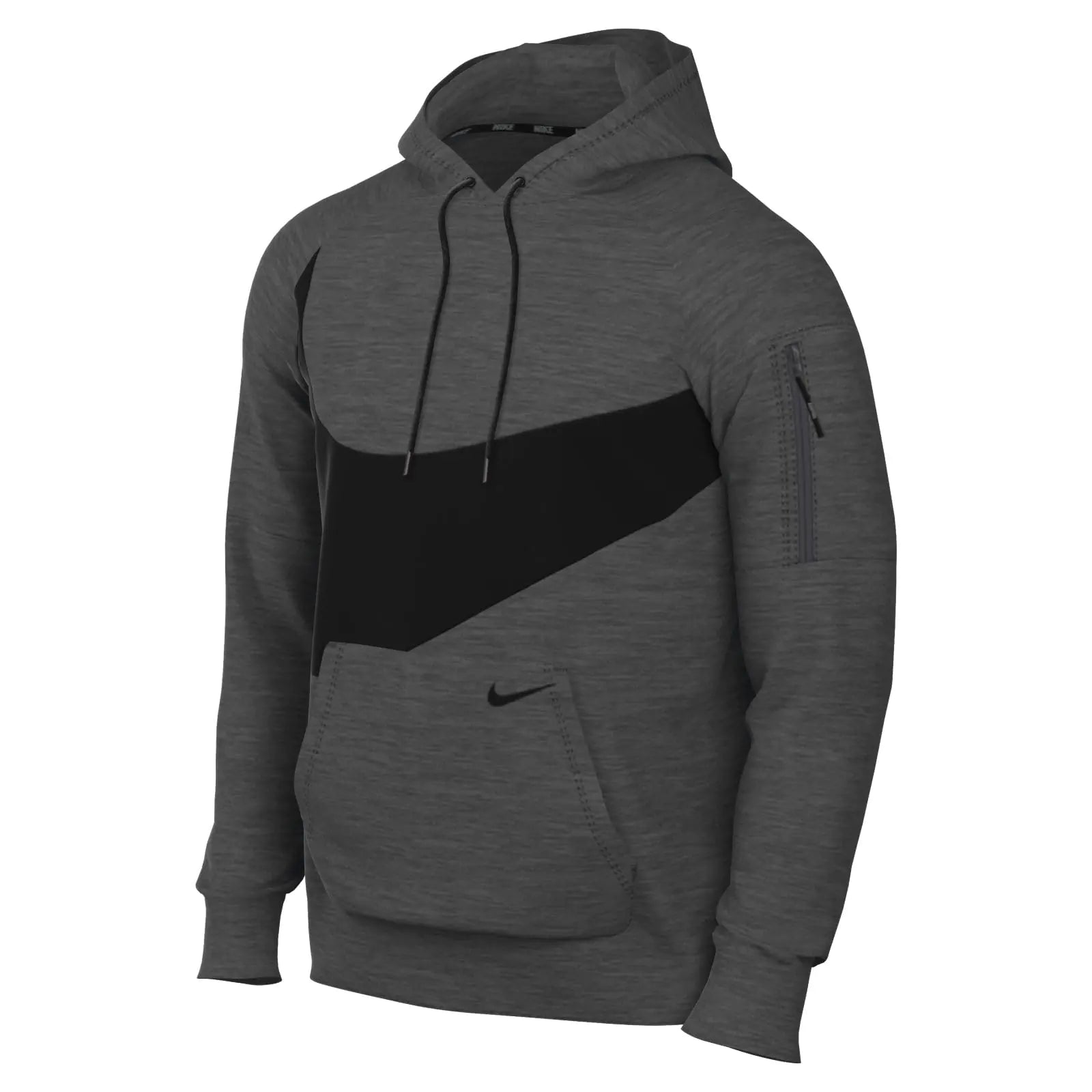 Nike Therma-FIT Mens Pullover Fitness Hoodie (Small Charcoal Heather/Dark Smoke) - Velora Luxury Fashion