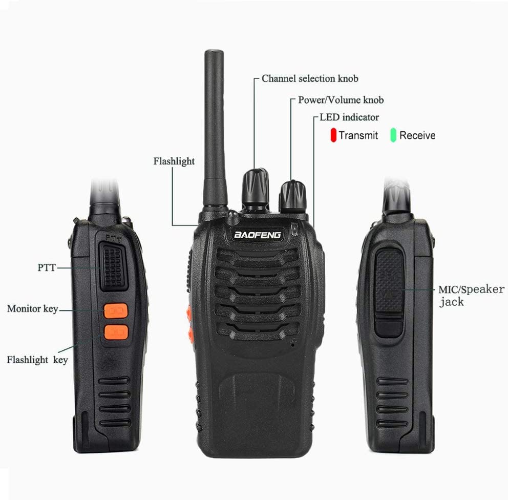Nineaccy Walkie Talkies Rechargeable Walkie Talkie Long Range 2 way radio Set Walky Talky with Earpieces Handheld Transceiver with LED Light for Adults- (2 Pcs) - Velora Luxury Fashion