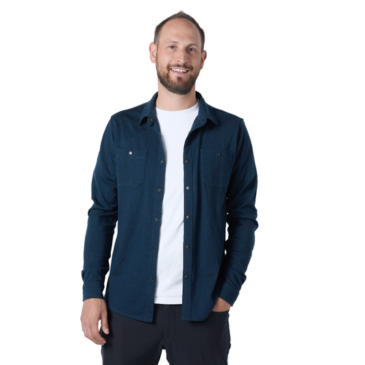 NorthWool Men's Merino Wool Shaket - Midweight Button Down Regular Fit (Navy) - Velora Luxury Fashion