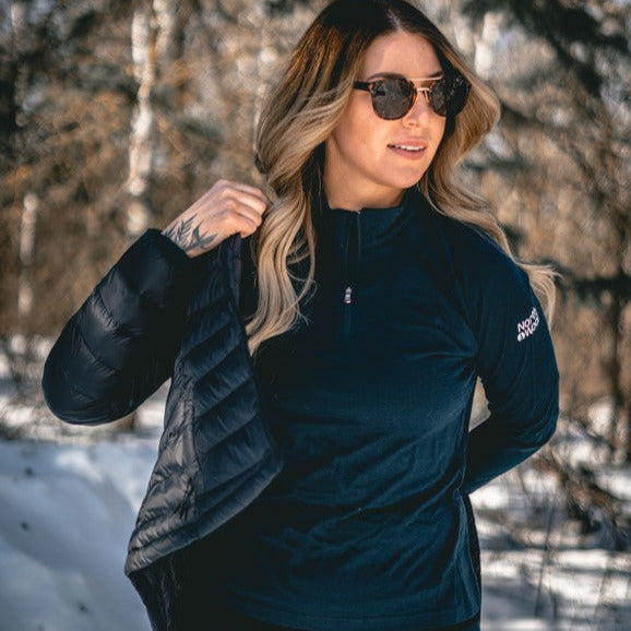 NorthWool Women's 100% Merino Wool 1/4 Zip Baselayer Pullover Sweater 260 GSM - Velora Luxury Fashion