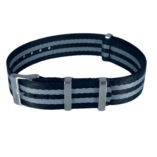 Nylon Nato Strap 18mm - Black Grey - Velora Luxury Fashion