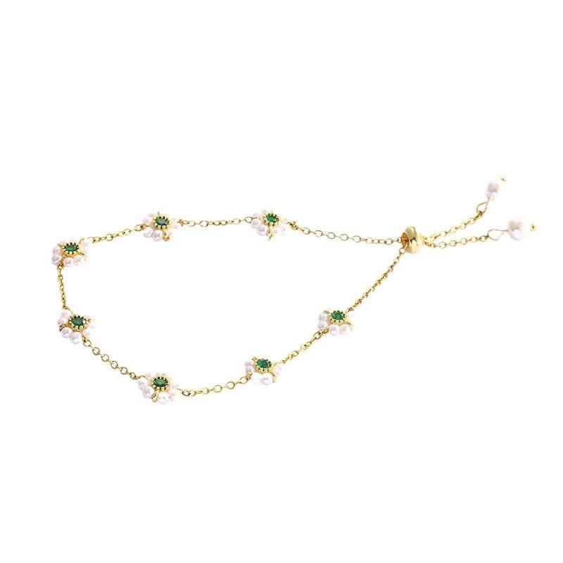 Pearl Flowers Bracelet All-match Fashion Adjustable Chain Bracelet - Velora