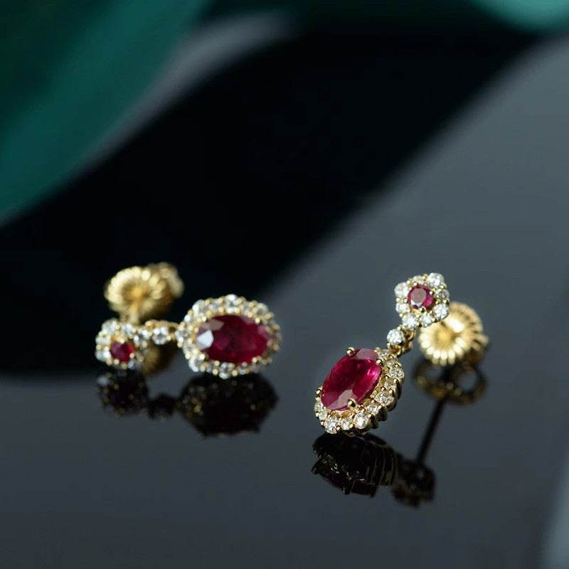 Ruby Vintage Silver Needle French Court Earrings - Velora