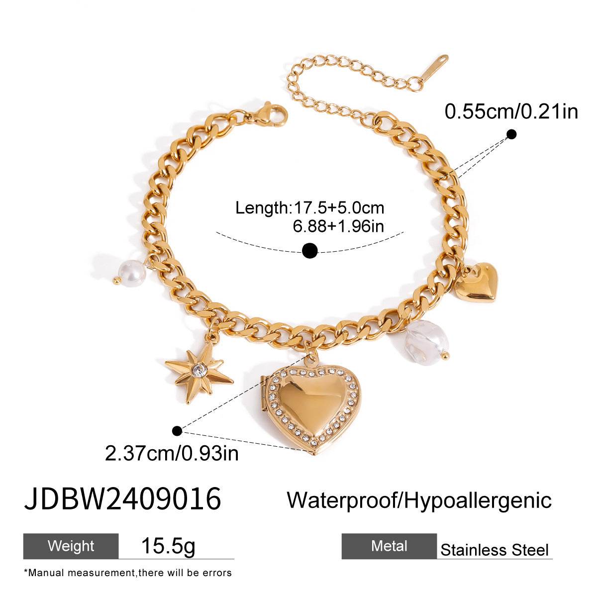 Love Chain Bracelet Fashion Titanium Steel Pearl Bow Bracelet - Velora